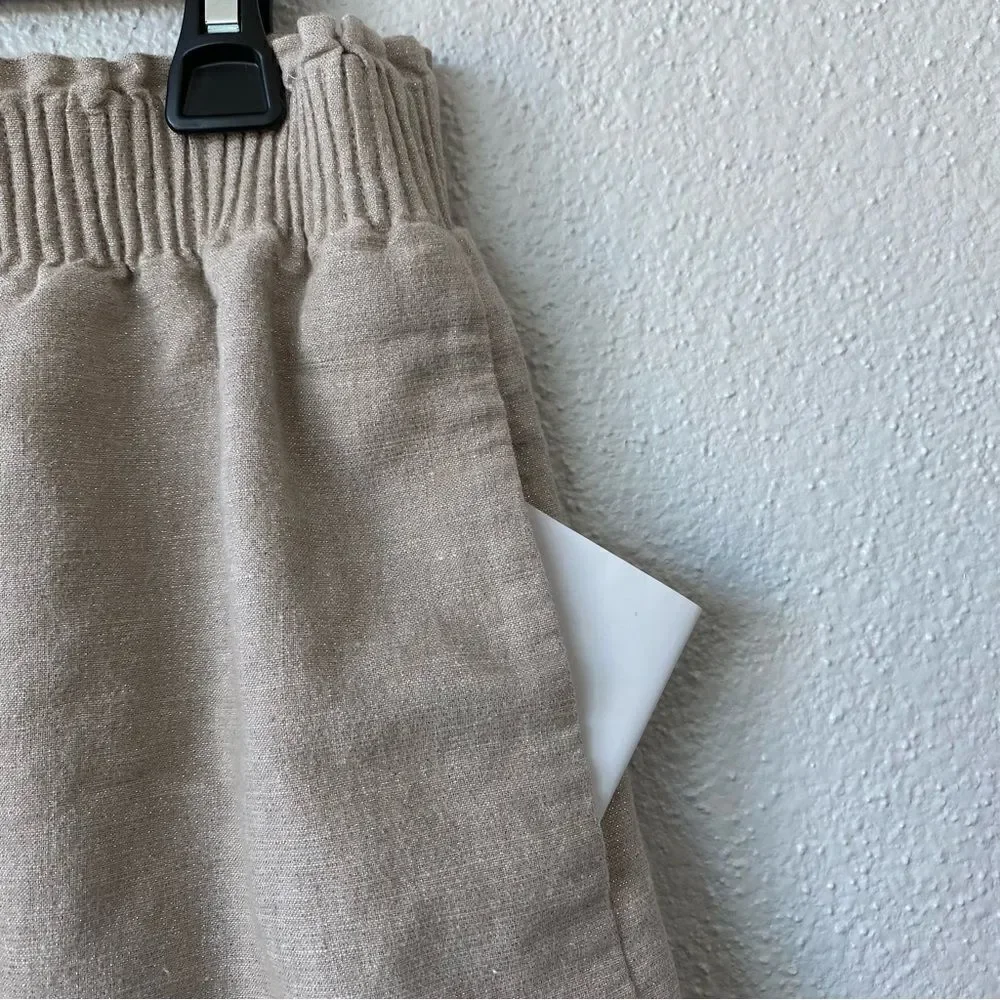 J. Crew Cream Silver Metallic Mini Skirt With Pockets